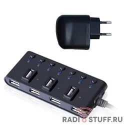 HUB GR-487UAB Ginzzu USB 2.0 7 port + adapter
