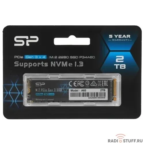 Твердотельный диск 2TB Silicon Power P34A60, M.2 2280, PCI-E 3x4 [R/W - 2200/1600 MB/s]