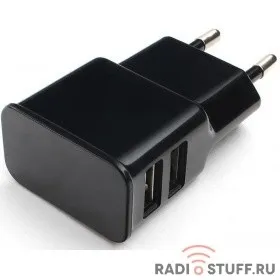 Cablexpert Адаптер питания 100/220V - 5V USB 2 порта, 2.1A, черный (MP3A-PC-12)