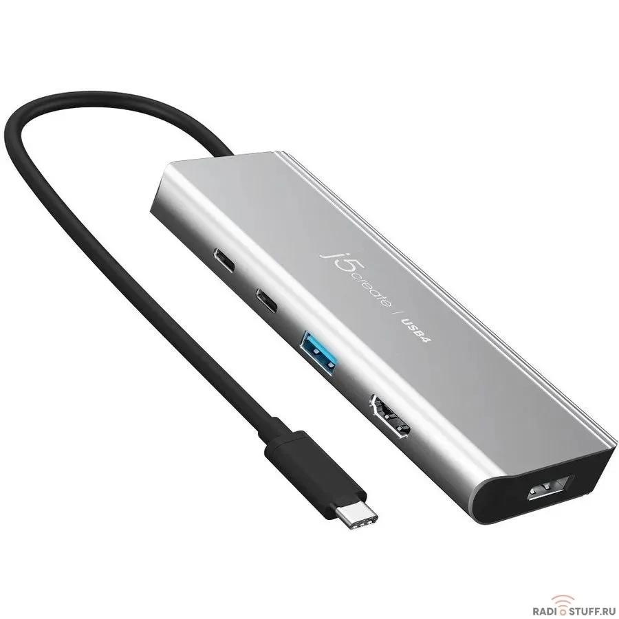 Мульти-хаб j5create USB4 Dual 4K Multi-Port Hub, 1x USB-C PD 3.0, 1x USB-C(USB4),1x 4K HDMI, 1x DisplayPort, 1x USB-A 3.2 Gen. 2 j5create USB4 Dual 4KMulti-Port Hub