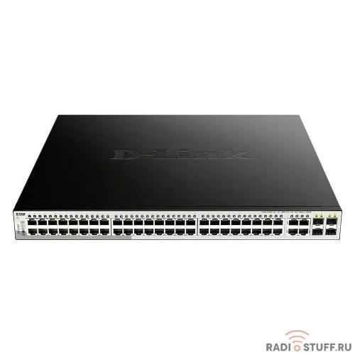 D-Link DGS-1210-52MP/F3A Настраиваемый коммутатор WebSmart с 48 портами 10/100/1000Base-T и 4 комбо-портами 100/1000Base-T/SFP (48 портов с поддержкой PoE 802.3af/802.3at (30 Вт), PoE-бюджет 370 Вт).