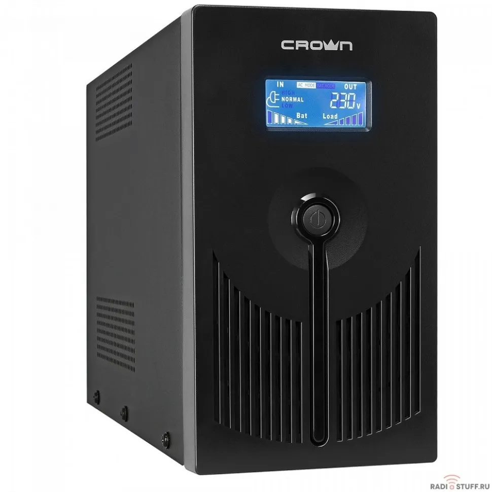 CROWN ИБП CMU-SP1200IEC LCD USB {1200VA\720W, корпус металл, 2x12V/9AH, 8*IEC C13+1*IEC С13 bypass, AVR 140-290V, съёмный кабель питания 1.8 м,RJ11/45}