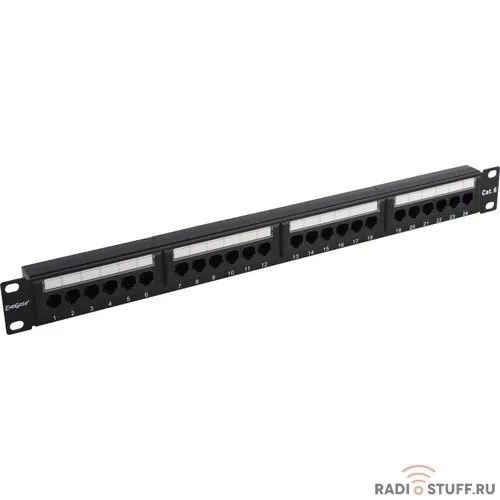 Патч-панель UTP, 19", 24 порта, cat.6e, Dual Type, 1U, Exegate 