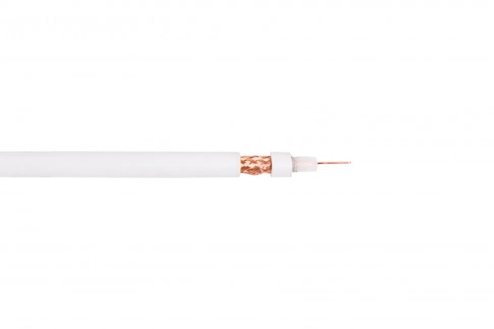 Кабель коаксиальный RG-59 B/U MIL17  экран 112%, белый, 500 м