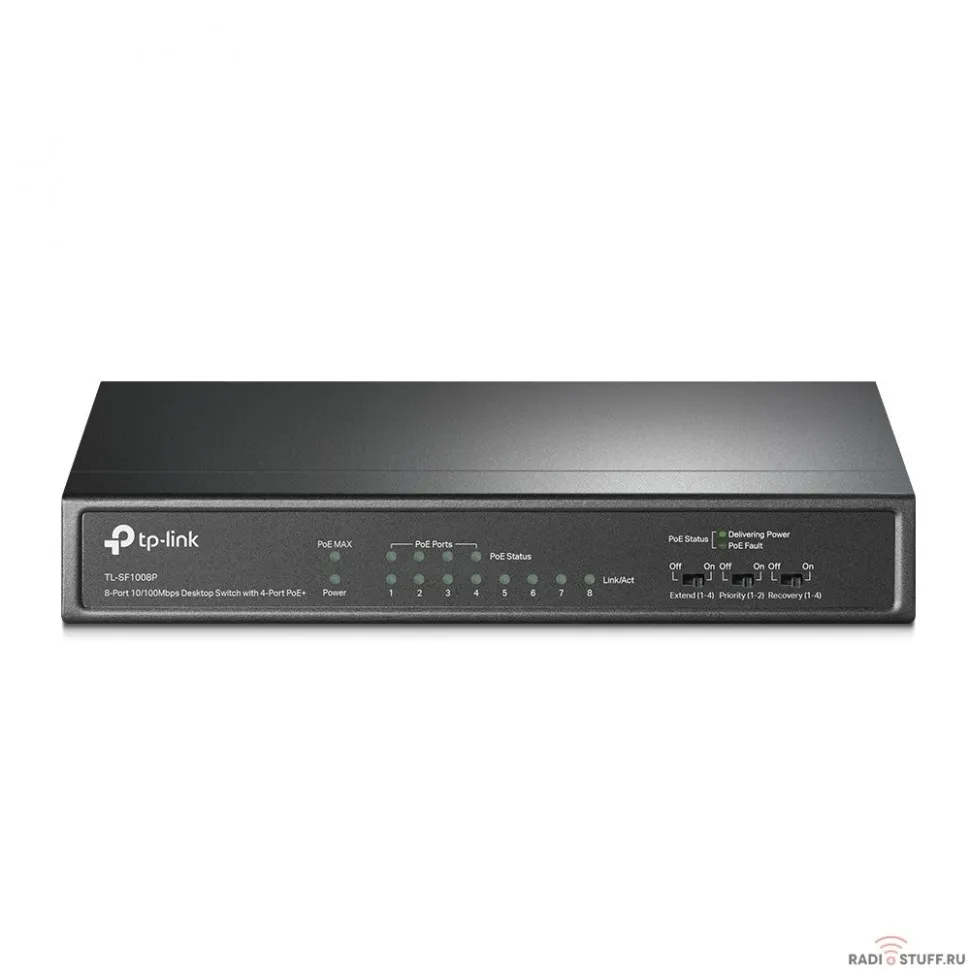 TP-Link TL-SF1008P 8-портовый настольный 10/100 Мбит/с коммутатор с 4 портами PoE+