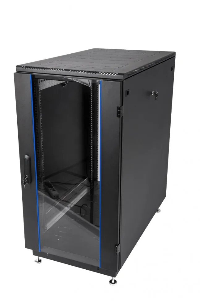 Шкаф телекоммуникационный напольный, 22U, (600x800мм), дверь стекло, чёрный, ЦМО