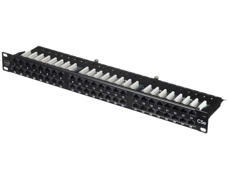 Патч-панель UTP, 19", 48 портов RJ45, cat.5е, 1U, Dual Type, компактная, NETKO Expert CKC