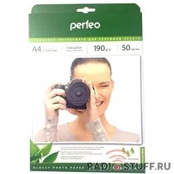 Perfeo PF-GLA4-190/50  Бумага Perfeo глянцевая , А4 190 г/м2 ,  50л