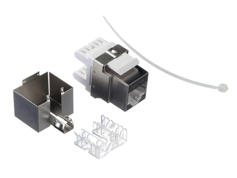 Модуль Keystone экранированный, RJ45, cat.5е, 180°, под инструмент, металлик