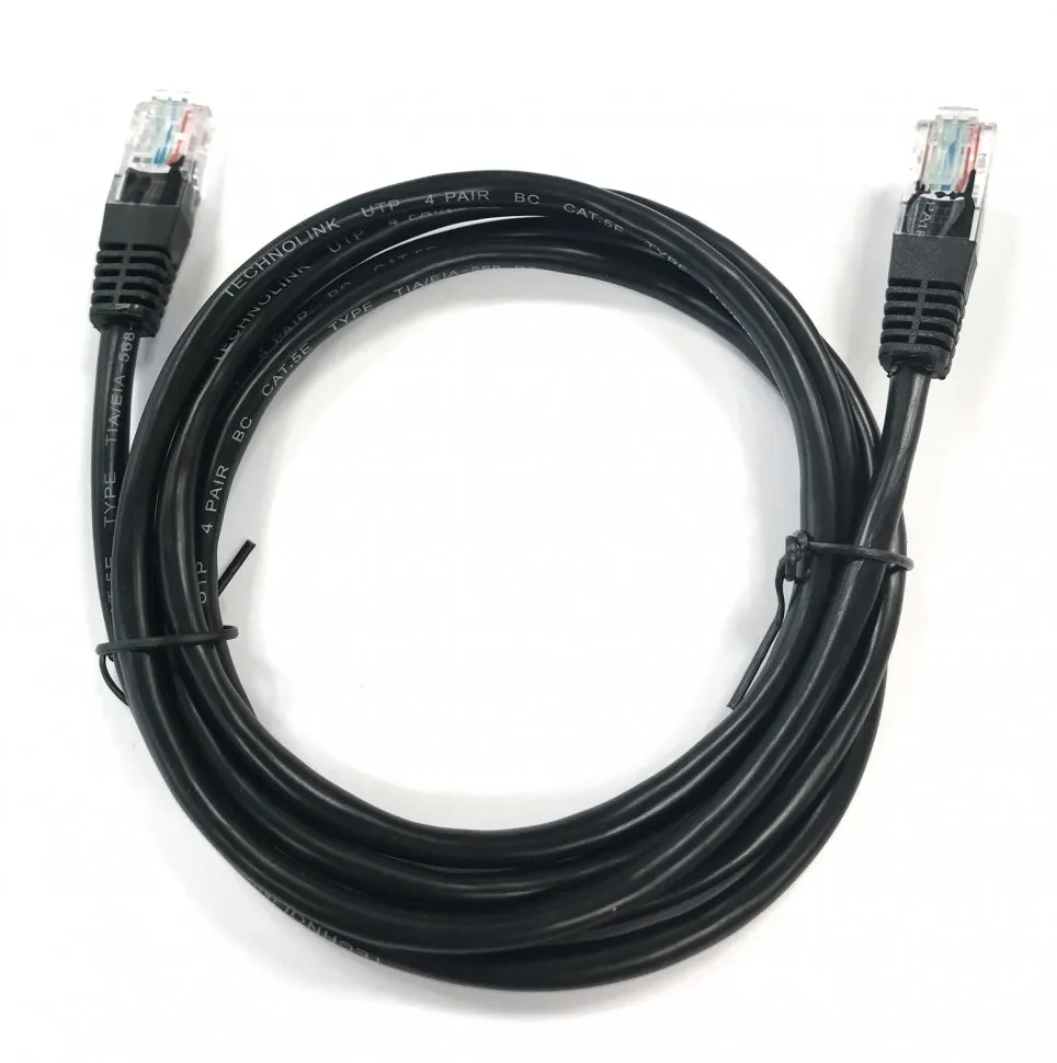 Патч-корд Technolink UTP4 cat 5e, 1,5м, ВС, LSZH, черный, литой коннектор