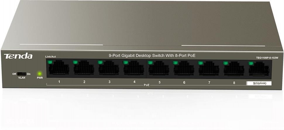Коммутатор 9PORT 100M 8POE TEF1109TP-8-102W TENDA