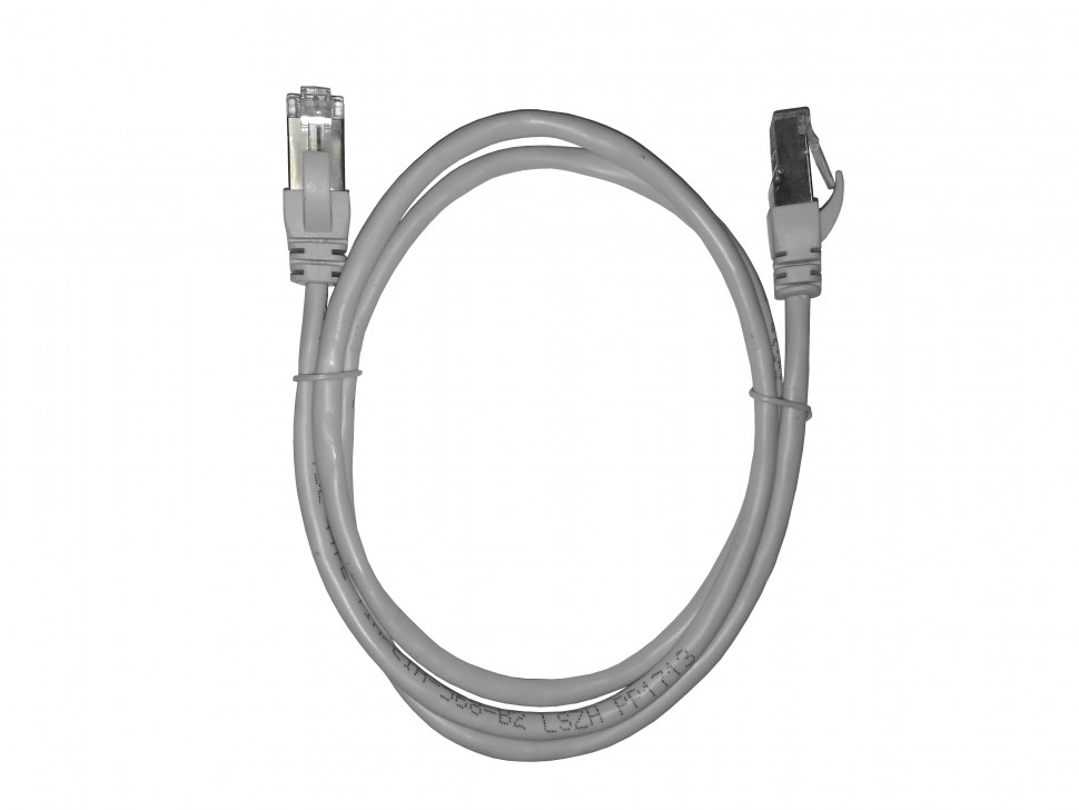Патч-корд, FTP4, cat.5е, 1м, Сu, LSZH, литой коннектор, серый, TechnoLink