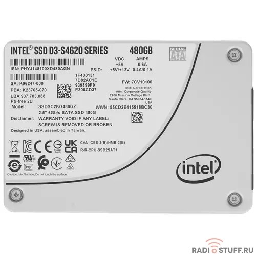 Intel SSD 480Gb S4620 серия SSDSC2KG480GZ01 {SATA3.0, 3D2, TLC, 2.5"}