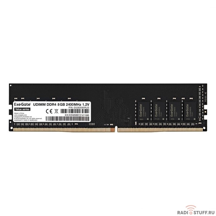 Exegate EX283085RUS Модуль памяти ExeGate Value DIMM DDR4 8GB <PC4-19200> 2400MHz