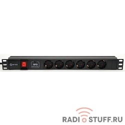 5bites PDU619A-06 Блок розеток  6S / AL / SWITCH / 1U / 19" / 2M*3G*1.5MM2 / VDE
