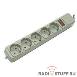 PowerCube Фильтр  B, 5.0м, 5 евророзеток (SPG-B-15), серый