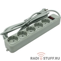 Exegate EX221186RUS Сетевой фильтр Exegate SP-5-3G (5 розеток, 3м, евровилка, серый)