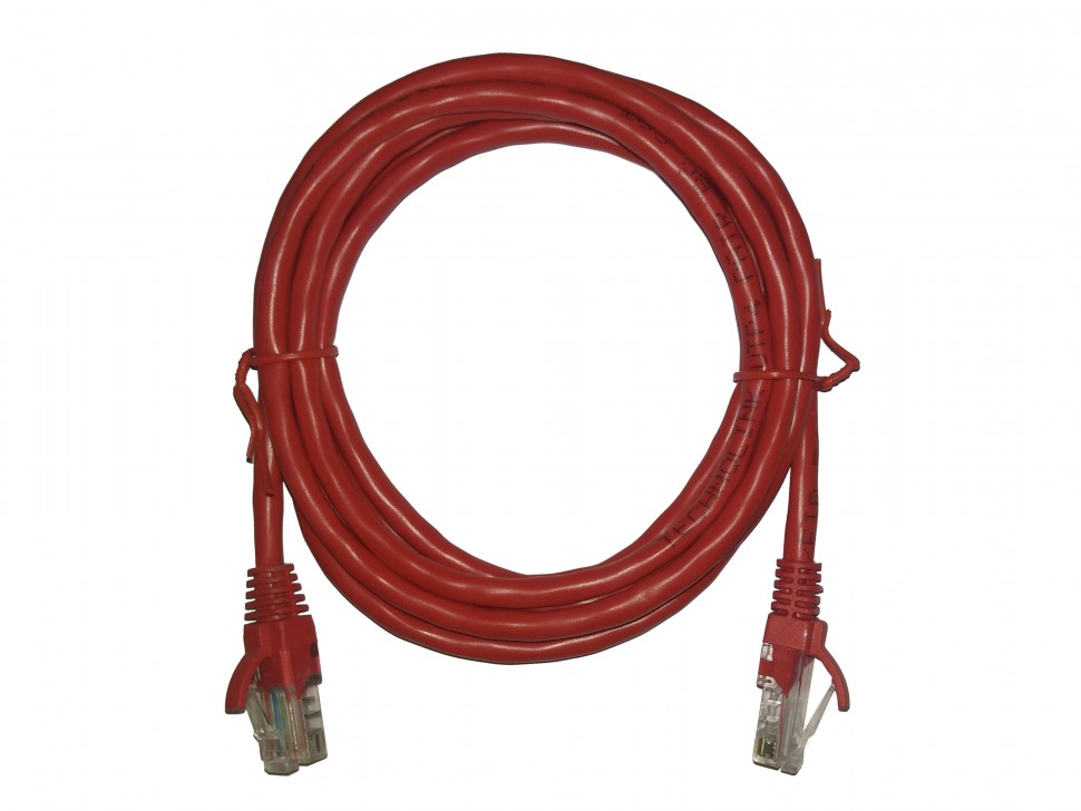 Патч-корд Technolink UTP4 cat 5e, 2,0м, ВС, LSZH, красный, литой коннектор