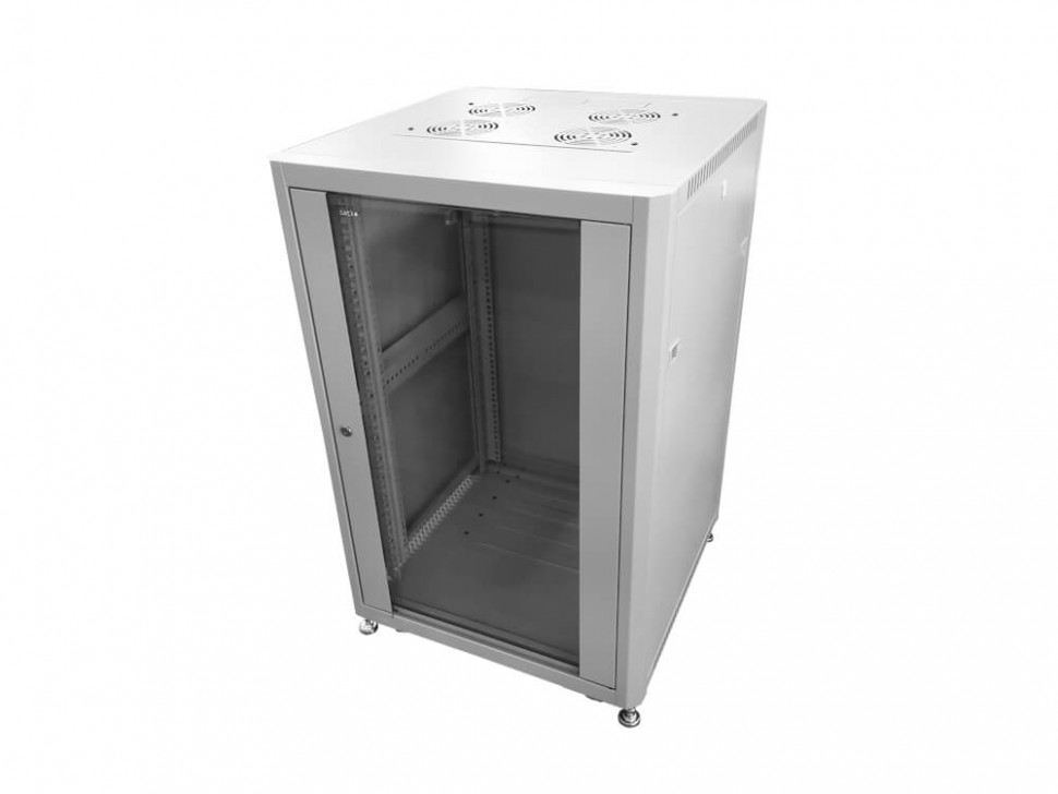 Шкаф напольный 19" Netko 22U серия Optima (600х600х1132), передняя дверь стекло, серый, разобранный (упакован в 2 коробки)
